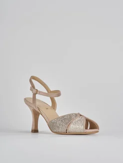 Sandalo tacco 7 cm beige pelle
