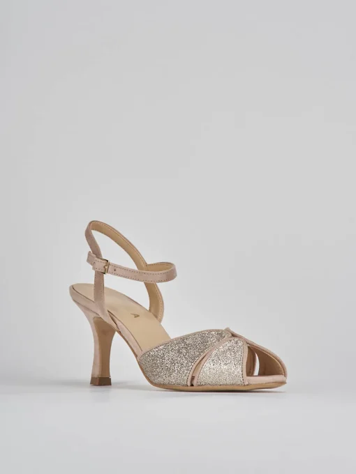 Sandalo tacco 7 cm beige pelle