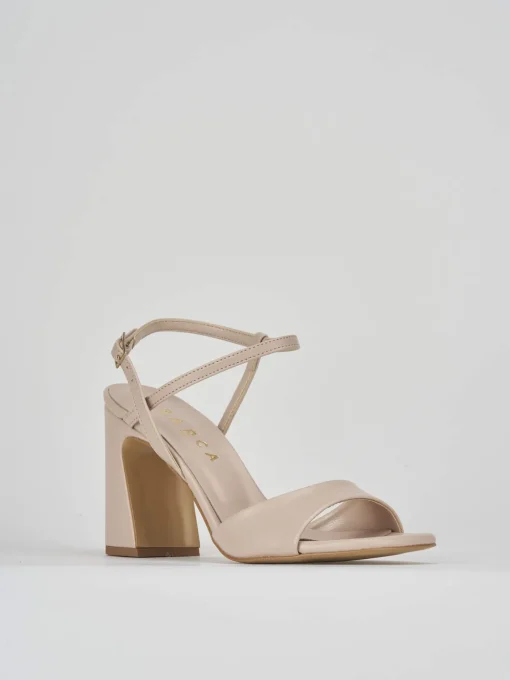 Sandalo tacco 7 cm beige pelle