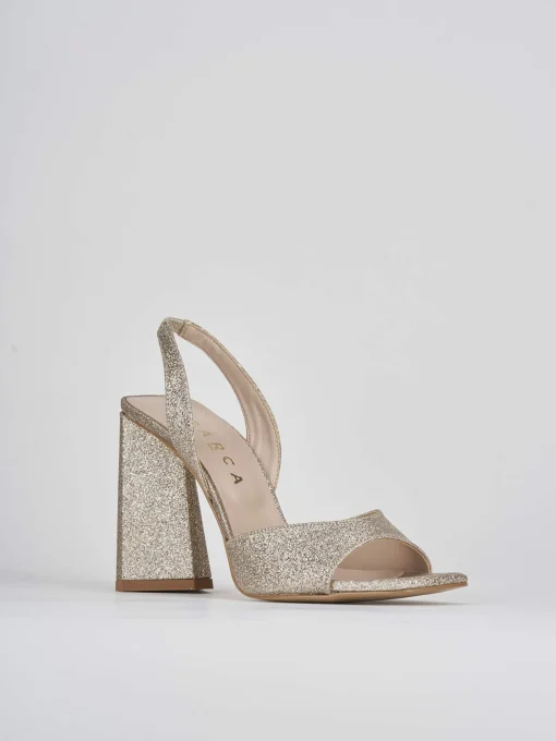 Sandalo tacco 9 cm beige pelle