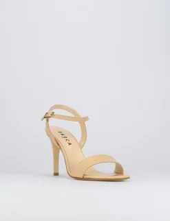Sandalo tacco 8 cm beige pelle