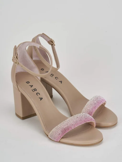 Sandalo tacco 8 cm beige pelle