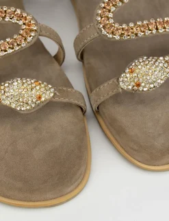 Sandalo tacco 1 cm beige pelle