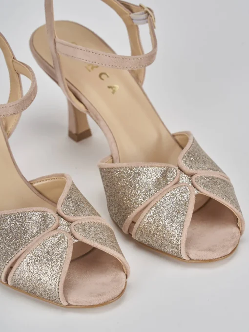 Sandalo tacco 7 cm beige pelle
