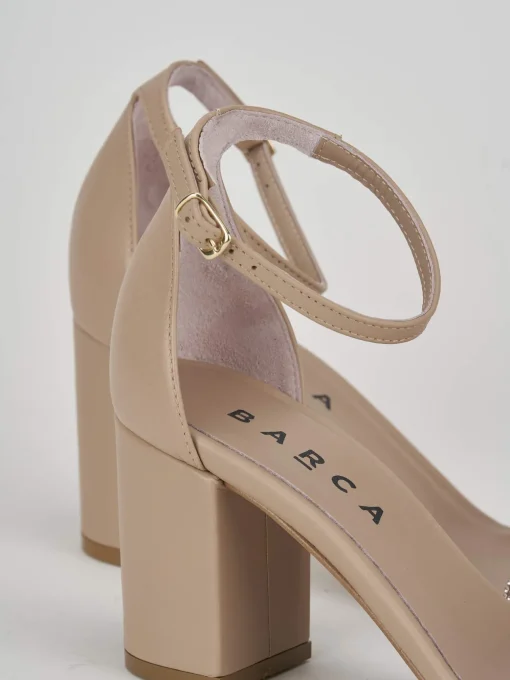 Sandalo tacco 8 cm beige pelle