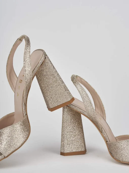 Sandalo tacco 9 cm beige pelle