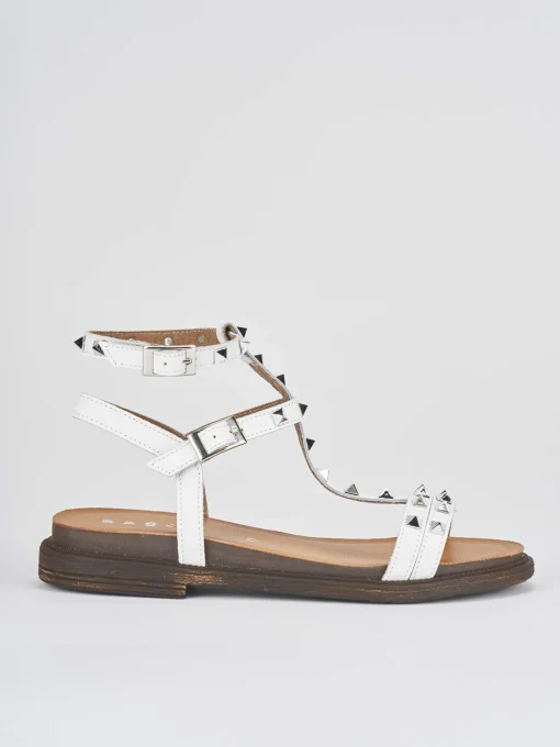 Sandalo tacco 1 cm bianco pelle