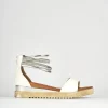 Sandalo tacco 1 cm bianco pelle
