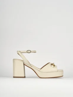 Sandalo tacco 7 cm bianco pelle