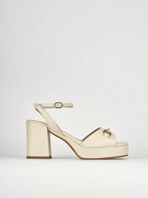Sandalo tacco 7 cm bianco pelle