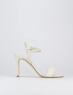 Sandalo tacco 8 cm bianco pelle