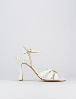 Sandalo tacco 9 cm bianco pelle