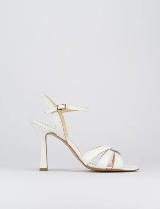 Sandalo tacco 9 cm bianco pelle
