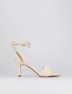 Sandalo tacco 8 cm bianco pelle