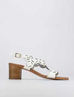 Sandalo tacco 5 cm bianco pelle
