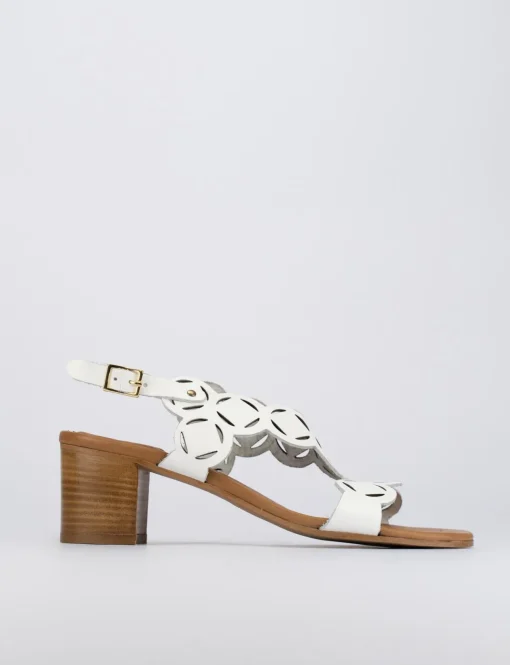 Sandalo tacco 5 cm bianco pelle