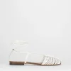 Sandalo tacco 1 cm bianco pelle