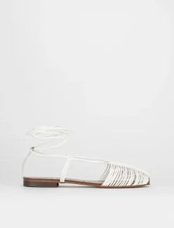 Sandalo tacco 1 cm bianco pelle