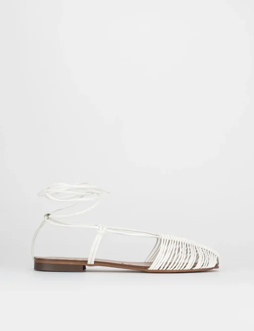 Sandalo tacco 1 cm bianco pelle