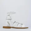 Sandalo tacco 1 cm bianco pelle