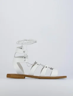 Sandalo tacco 1 cm bianco pelle