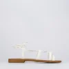 Sandalo tacco 1 cm bianco pelle