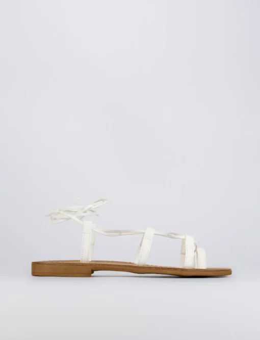Sandalo tacco 1 cm bianco pelle