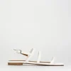 Sandalo tacco 1 cm bianco pelle