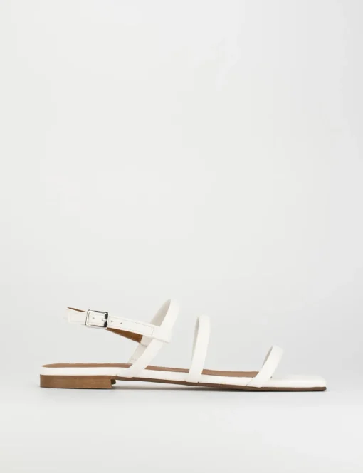 Sandalo tacco 1 cm bianco pelle