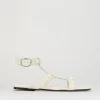 Sandalo tacco 1 cm bianco pelle