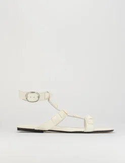 Sandalo tacco 1 cm bianco pelle
