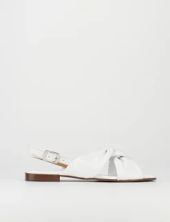 Sandalo tacco 1 cm bianco pelle