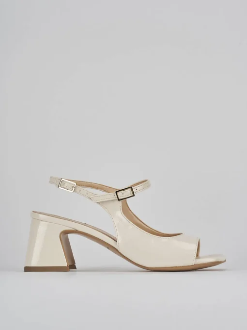 Sandalo tacco 6 cm bianco vernice