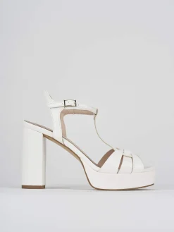 Sandalo tacco 9 cm bianco pelle