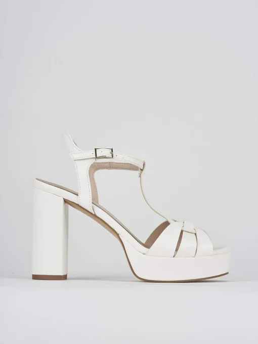 Sandalo tacco 9 cm bianco pelle