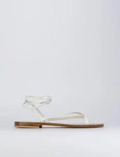 Sandalo tacco 1 cm bianco pelle