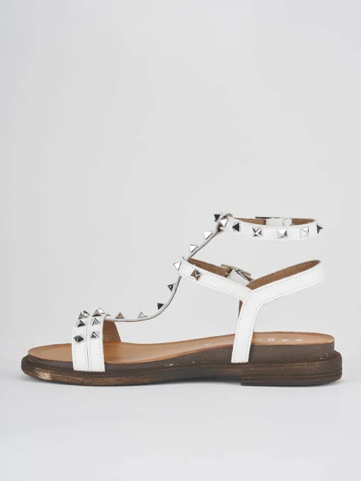 Sandalo tacco 1 cm bianco pelle