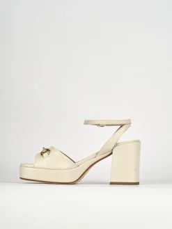 Sandalo tacco 7 cm bianco pelle