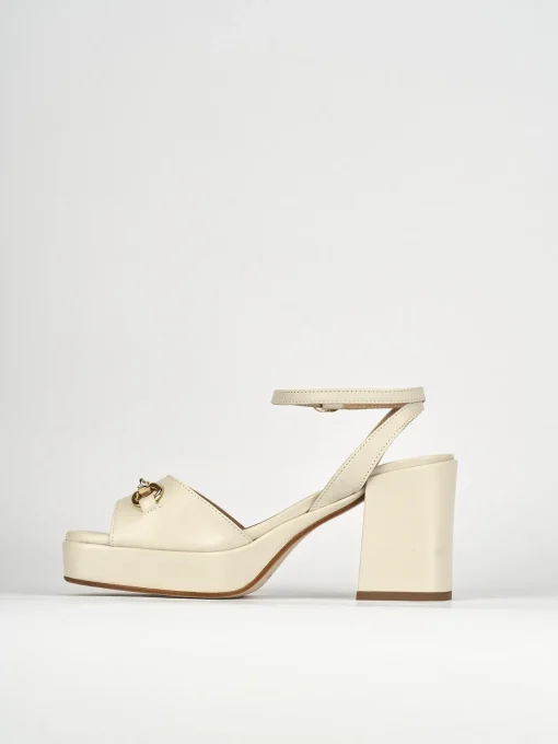 Sandalo tacco 7 cm bianco pelle