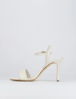 Sandalo tacco 8 cm bianco pelle