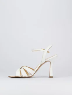 Sandalo tacco 9 cm bianco pelle