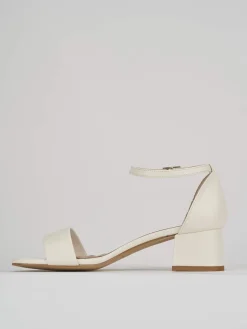 Sandalo tacco 5 cm bianco pelle