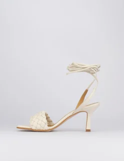 Sandalo tacco 8 cm bianco pelle
