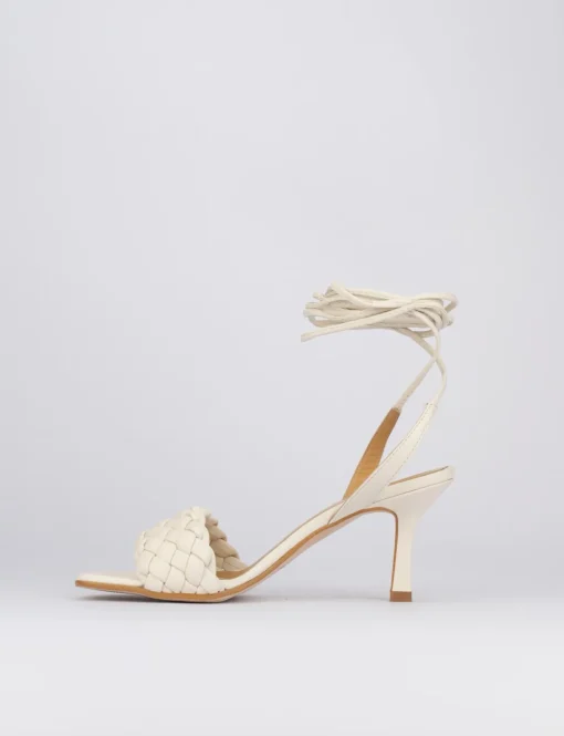 Sandalo tacco 8 cm bianco pelle