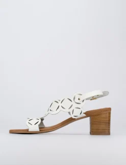 Sandalo tacco 5 cm bianco pelle