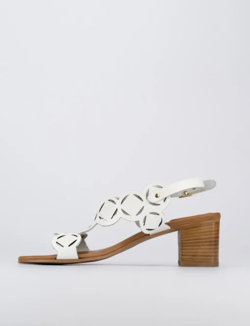 Sandalo tacco 5 cm bianco pelle