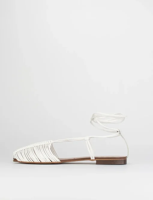 Sandalo tacco 1 cm bianco pelle