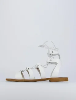 Sandalo tacco 1 cm bianco pelle