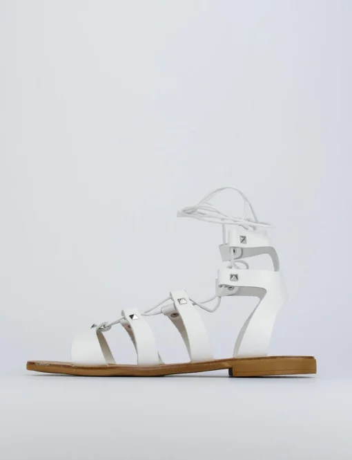Sandalo tacco 1 cm bianco pelle