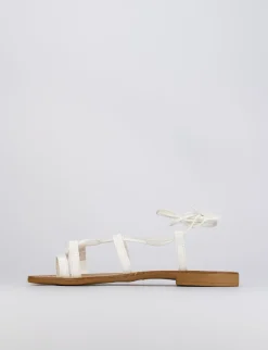 Sandalo tacco 1 cm bianco pelle